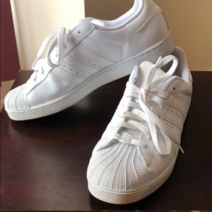 All White Adidas Shell Toes